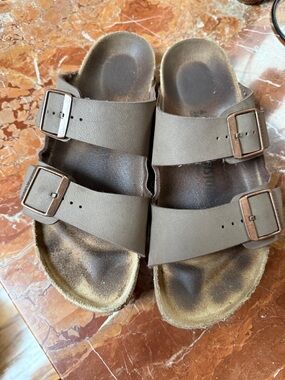 Birkenstock Brown Suede Double-Buckle Slide Sandals Size EU 41 M 8-8.5 W 10-10.5